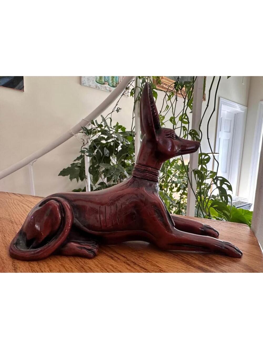 Statue is an Anubis Jackal Figure